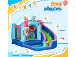 Outsunny Wasserspielzeug|Aufblasbare Hüpfburg mit Gebläse Wasserpark für Kinder