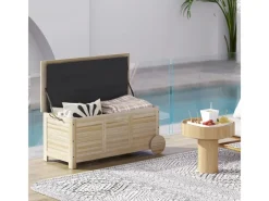 Outsunny Auflagenboxen|Auflagenbox Tannenholz Naturholz 110L x 50B x 50H cm