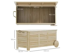 Outsunny Auflagenboxen|Auflagenbox Tannenholz Naturholz 110L x 50B x 50H cm