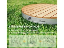 Outsunny Outdoor Duschen|Bodendusche Acryl Aluminium Naturholz 70,5 x 7,5H cm