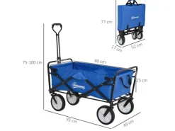 Bollerwagen Faltbar 360 Grad 93 x 49 x 75-100 cm*Outsunny New