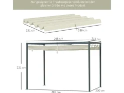 Outsunny Gartenlauben|Ersatz-Vordach Polyester Cremeweiß 286L x 245B x 23H cm