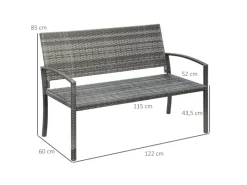 Gartenbank in Rattanoptik mit Stahlrahmen*Outsunny Discount