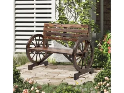 Outsunny Gartenbänke|Gartenbank mit Kutschenrädern Armlehnen und Latten-Flächen