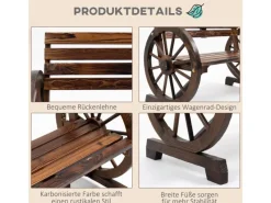 Outsunny Gartenbänke|Gartenbank mit Kutschenrädern Armlehnen und Latten-Flächen