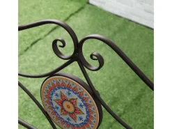 Gartenbank mit Ornament Sitz- und Rückenfläche und Mosaik*Outsunny