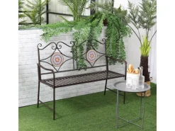 Gartenbank mit Ornament Sitz- und Rückenfläche und Mosaik*Outsunny