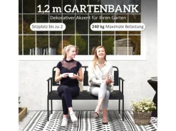 Gartenbank 2-Sitzer Stahl 121L x 64B x 84H cm Schwarz*Outsunny New