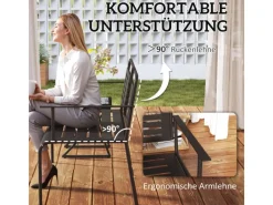 Gartenbank 2-Sitzer Stahl 121L x 64B x 84H cm Schwarz*Outsunny New