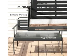 Gartenbank 2-Sitzer Stahl 121L x 64B x 84H cm Schwarz*Outsunny New