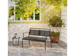 Gartenbank 2-Sitzer Stahl 121L x 64B x 84H cm Schwarz*Outsunny New