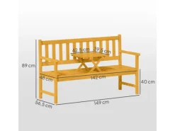 Gartenbank 2-Sitzer Akazienholz 149L x 56 5B x 89H cm Teak*Outsunny Best