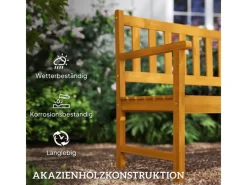Gartenbank 2-Sitzer Akazienholz 149L x 56 5B x 89H cm Teak*Outsunny Best