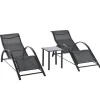 Gartenliege mit Tisch und 2 Sonnenliegen Metall Schwarz*Outsunny Discount