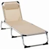 Gartenliege mit Kopfkissen Ergonomisch Beige*Outsunny New