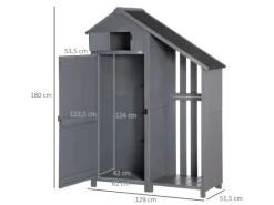 Gartenschrank Giebeldach 129 x 51,5 x 180 cm Grau Schwarz*Outsunny Online
