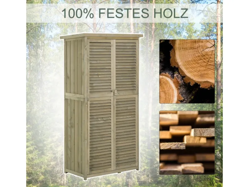 Outsunny Gartenscheren|Gartenschränke|Gartenschrank mit Asphaltdach 4 Fächer 87 x 46,5 x 160 cm