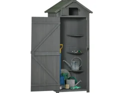 Gartenschrank mit Fachböden Asphaltdach Holz 77 x 54,2 x 179 cm*Outsunny Best