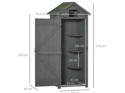 Gartenschrank mit Fachböden Asphaltdach Holz 77 x 54,2 x 179 cm*Outsunny Best