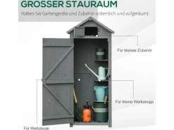 Gartenschrank mit Fachböden Asphaltdach Holz 77 x 54,2 x 179 cm*Outsunny Best