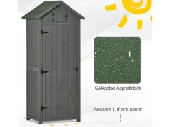 Gartenschrank mit Fachböden Asphaltdach Holz 77 x 54,2 x 179 cm*Outsunny Best