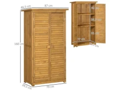 Gartenschrank Tannenholz Natur 87 x 46,5 x 160 cm*Outsunny Best