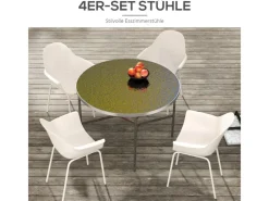 Outsunny Gartenstühle|Gartenstuhl 4er Set mit Rückenlehne 59L x 55B x 84H cm