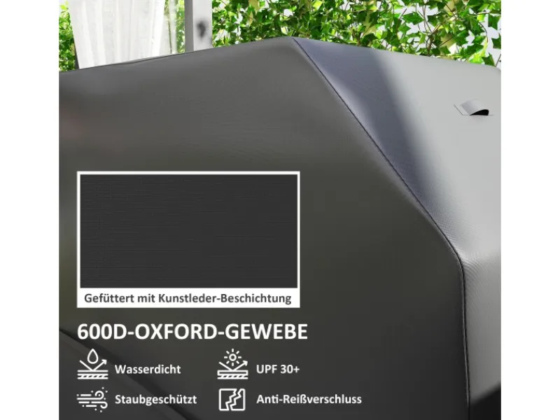 Outsunny Grillzubehör|Grillabdeckung Oxfordstoff Schwarz 147L x 61B x 122H cm