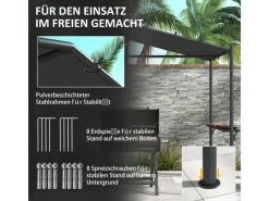 Grillpavillon  Stahl Polyesterstoff Dunkelgrau 277L x 149B x 230H cm*Outsunny Best