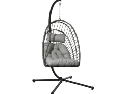 Hängesessel Stahl PE Rattan Hellgrau 100L x 131B x 194H cm*Outsunny Online