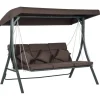 Outsunny Hollywoodschaukeln|Hollywoodschaukel 3-Sitzer mit  Sonnendach Braun 198 x 118 x 168 cm