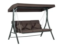 Outsunny Hollywoodschaukeln|Hollywoodschaukel 3-Sitzer mit Sonnendach Braun 198 x 118 x 168 cm