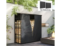Outsunny Kaminholzregale|Kaminholzregal Abdeckung Brennholzregalabdeckung Polyester Schwarz