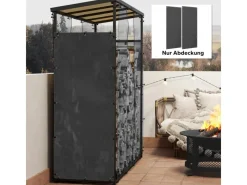 Outsunny Kaminholzregale|Kaminholzregal Abdeckung 2er-Set Wasserdicht Polyester Schwarz