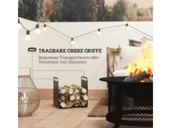 Kaminholzregal Brennholzregal mit Griffe Stahl Schwarz*Outsunny Clearance