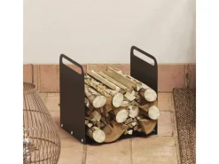 Kaminholzregal Brennholzregal mit Griffe Stahl Schwarz*Outsunny Clearance