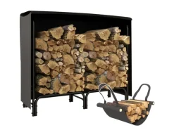 Kaminholzregal Feuerholzregal für Garten Metall Schwarz*Outsunny Clearance