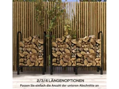 Kaminholzregal Feuerholzregal für Garten Metall Schwarz*Outsunny Clearance