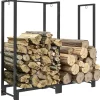 Kaminholzregal Feuerholzregal für Brennholz Stahl Schwarz*Outsunny Discount