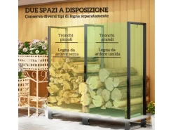 Kaminholzregal Feuerholzregal für Brennholz Stahl Schwarz*Outsunny Discount