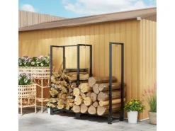 Kaminholzregal Feuerholzregal für Brennholz Stahl Schwarz*Outsunny Discount