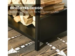 Outsunny Kaminholzregale|Feuerschalen|Kaminholzregal Kaminholzlager Stapelhilfe