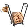 Kaminholzständer Brennholzregal mit Rollen Metall Schwarz*Outsunny Online