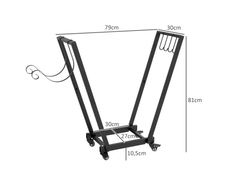 Kaminholzständer Brennholzregal mit Rollen Metall Schwarz*Outsunny Online