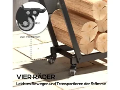 Kaminholzständer Brennholzregal mit Rollen Metall Schwarz*Outsunny Online