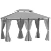 Outsunny Gartenlauben|Pavillon Stahl Polyester-Gewebe Dunkelgrau 300L x 400B x 265H cm