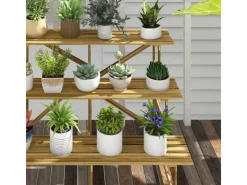  Pflanzenregal Tannenholz Verkohlt L120 x B80 x H80cm*Outsunny Online