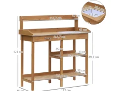Pflanztisch Tannenholz Naturholz 117L x 45B x 121H cm*Outsunny Sale