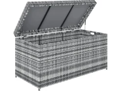 Outsunny Auflagenboxen|Rattan Auflagenbox Stahl  PE-Rattan 130L x 61B x 65H cm Dunkelgrau