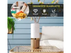 Outsunny Gartentische|Rattan-Gartentisch Stahl PE-Rattan 65L x 65B x 43H cm Naturholz